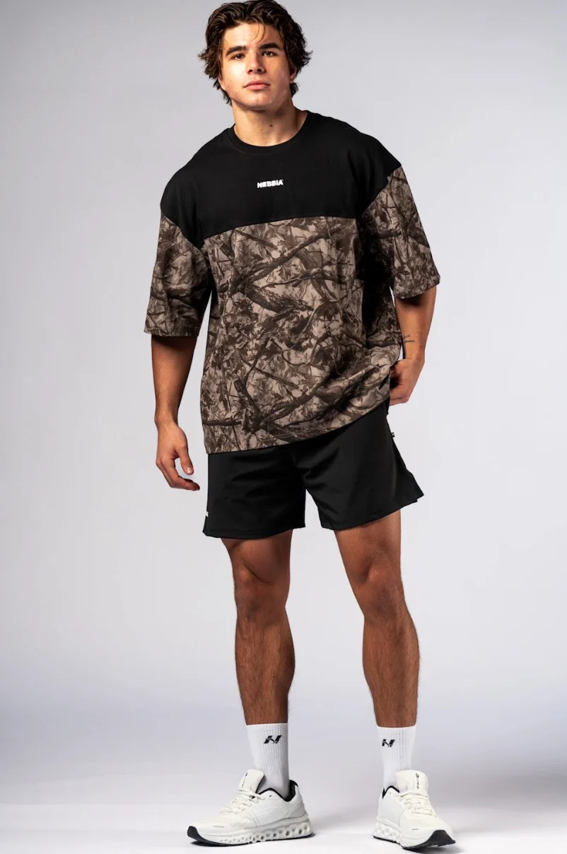 Maglietta mimetica oversize Nebbia Power 898 - Mimetica marrone chiaro | Copertura per pompa da palestra - immagine 3