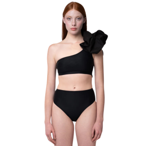 Bikini Rosa monospalla con fiocco scultoreo – Made in Italy